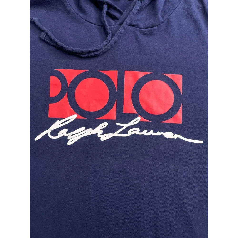 Polo Ralph Lauren Hoodie Mens XL Navy Blue Graphic Logo Long Sleeve T-Shirt